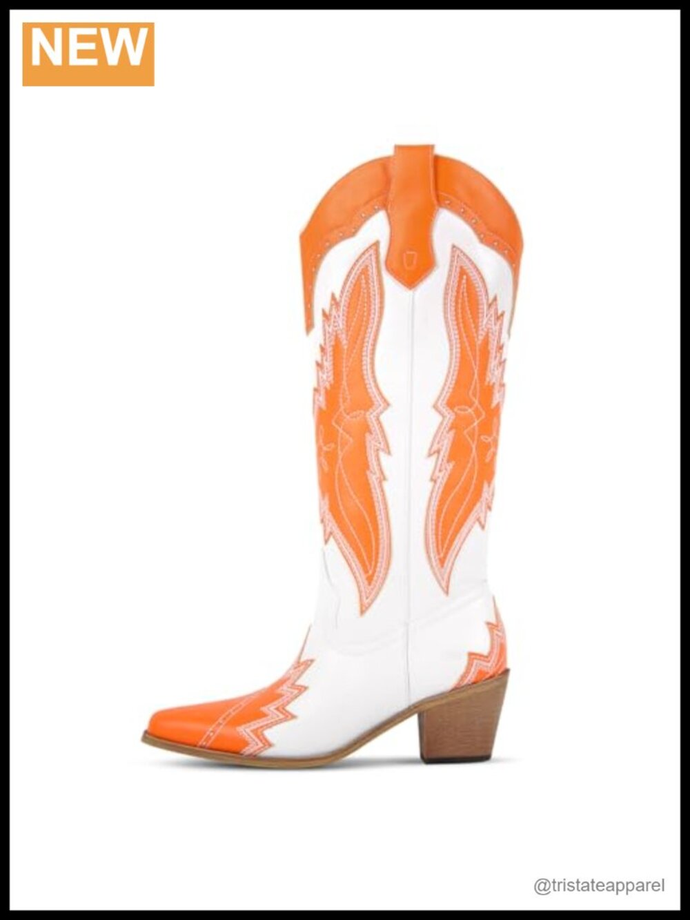Women's Cowgirl Embroidered Knee High Boots Chunky Heel Western Boots Pointed